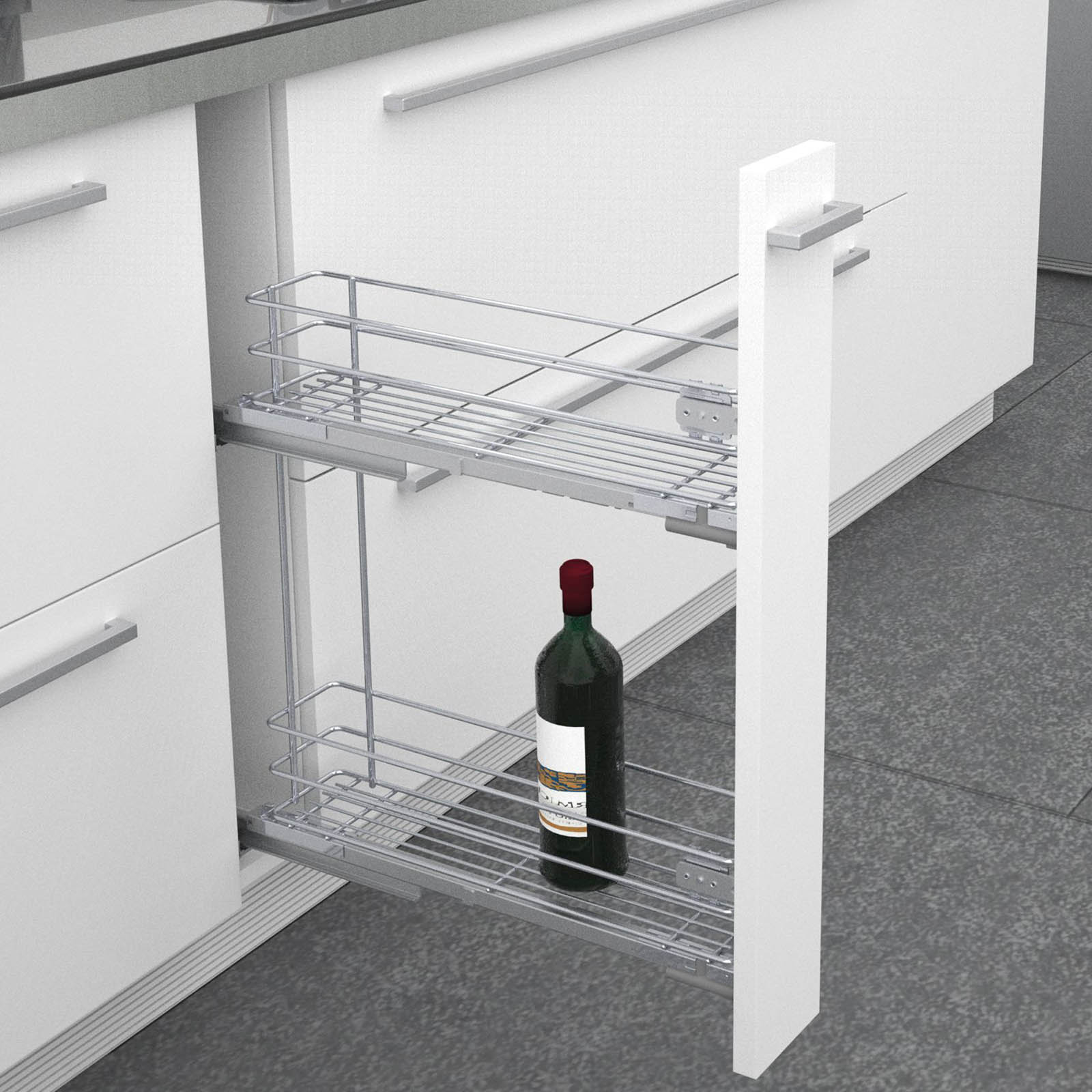 Silver Soft-close LH & RH 15cm Pull-out storage For 150mm cabinet - Image 4