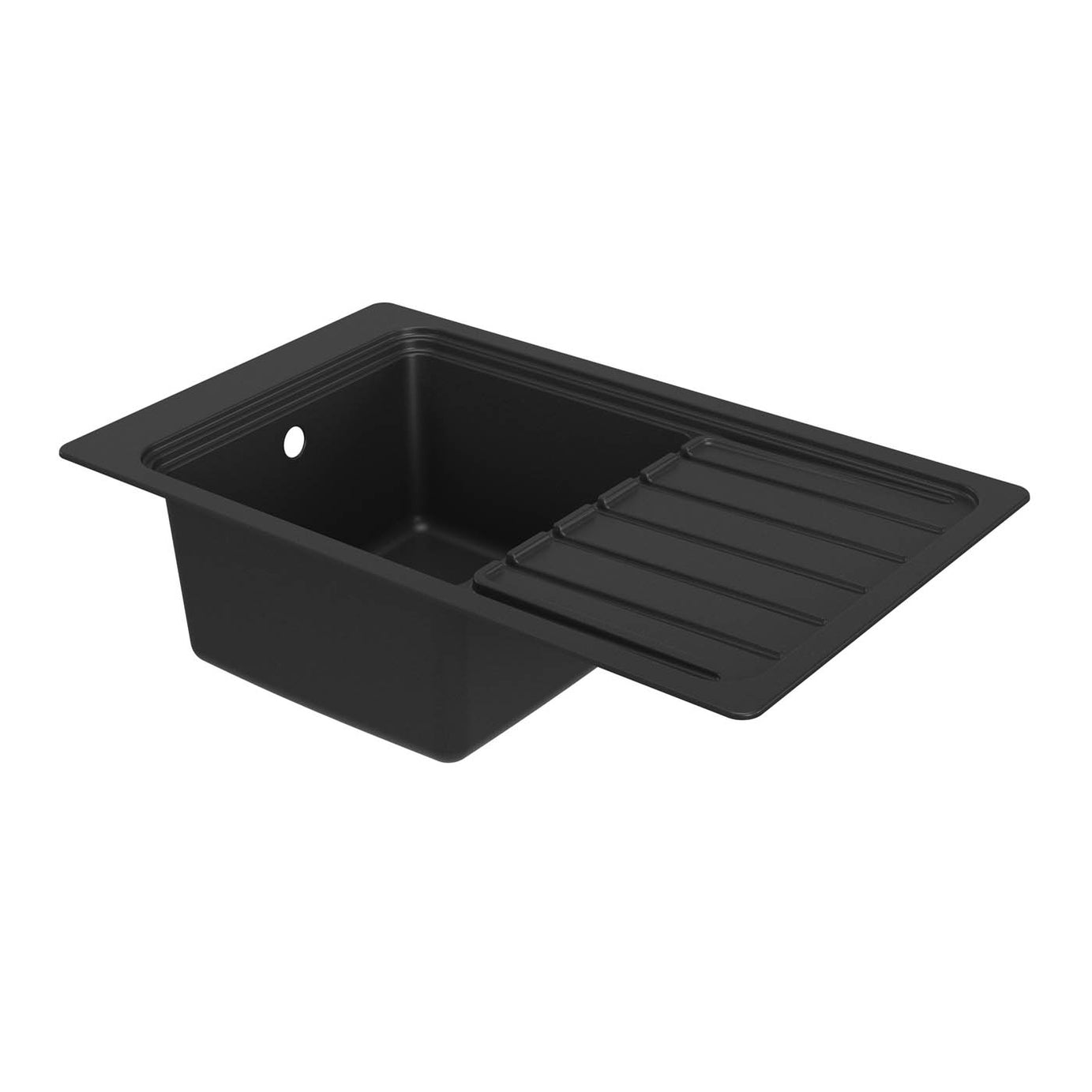 Kitchen Sink 1 Bowl Matt Black Composite Quartz Reversible Drainer Modern - Image 3