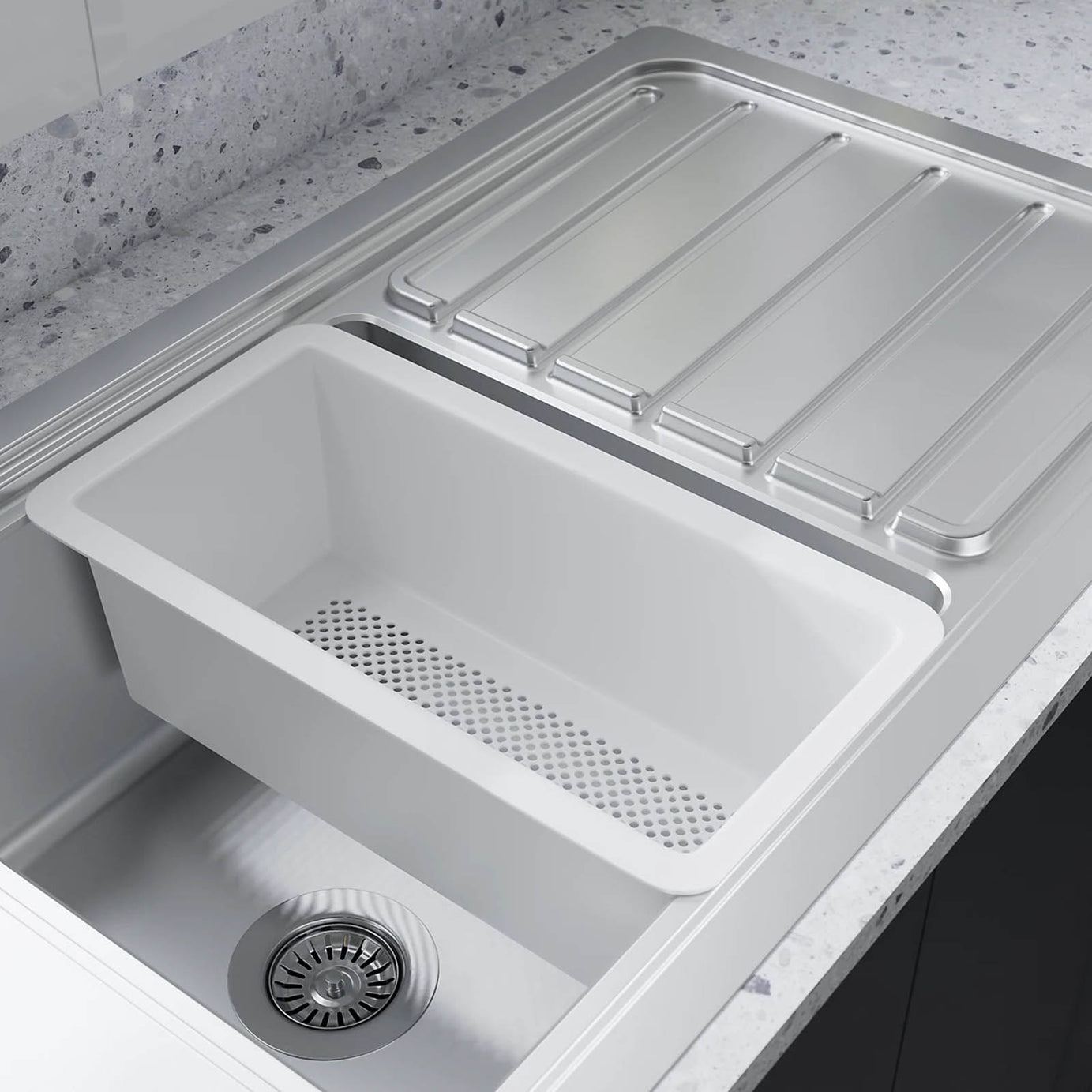 GoodHome Romesco 1 Bowl Sink Drainer Brushed Steel 510x880mm - Image 6