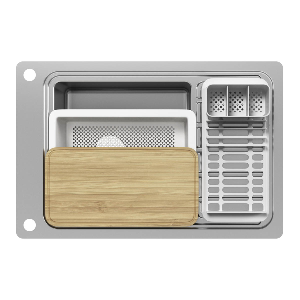 Kitchen Sink 1 Bowl Brushed Stainless Steel Reversible Drainer Rectangular - Image 3