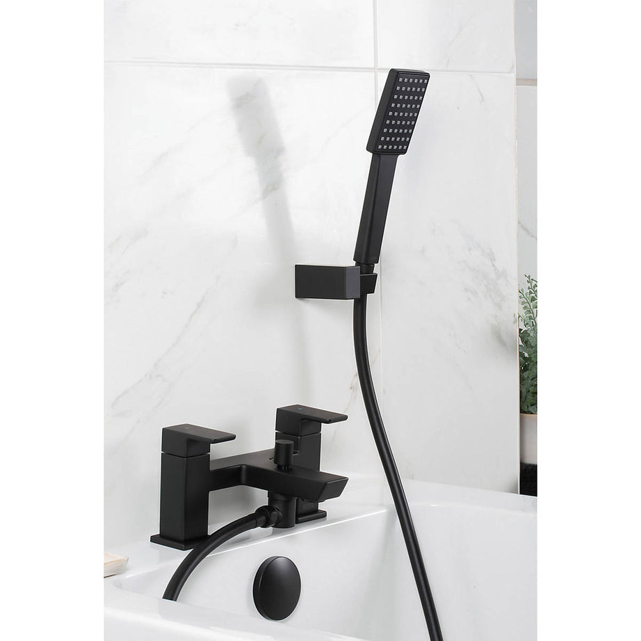 Bristan Bath Filler Tap Mixer With Hand Held Set Black Brass Contemporary - Image 1