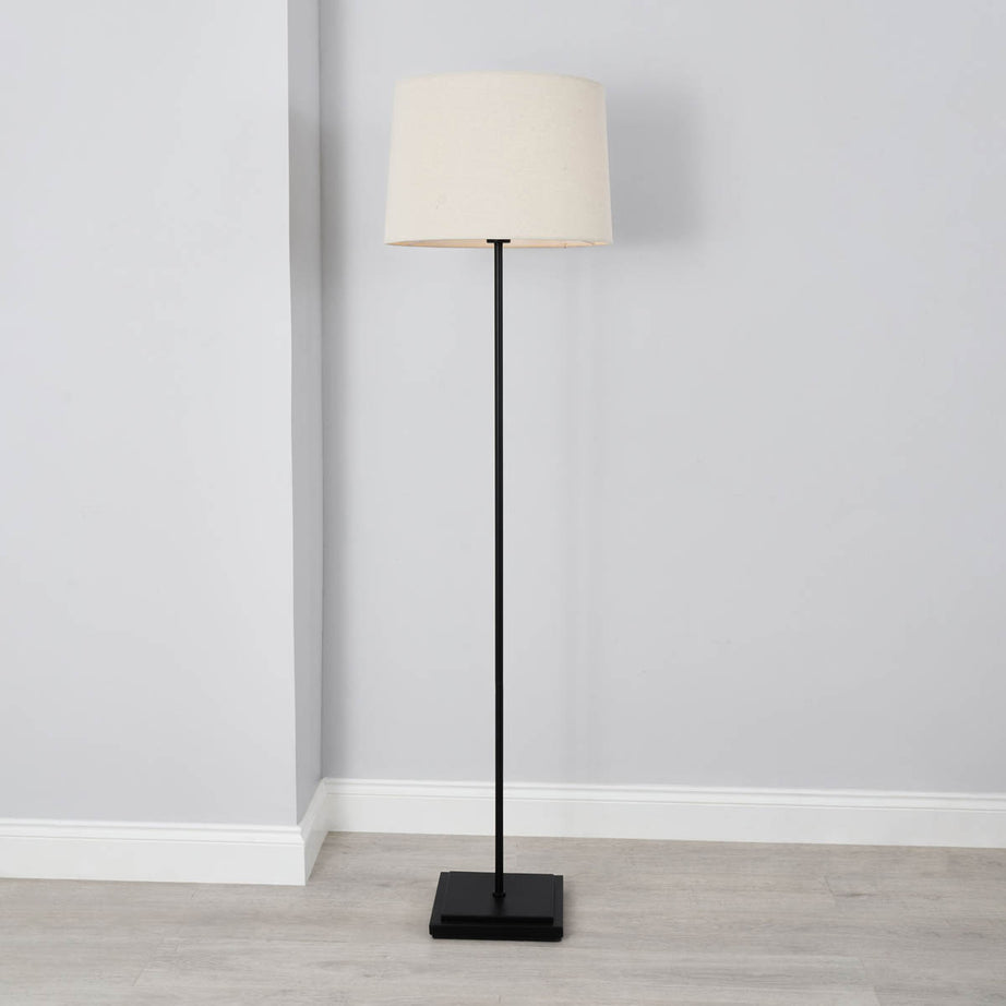 LED Floor Lamp Matt Black Freestanding Ivory Shade Living Room Bedroom H157.5cm - Image 1