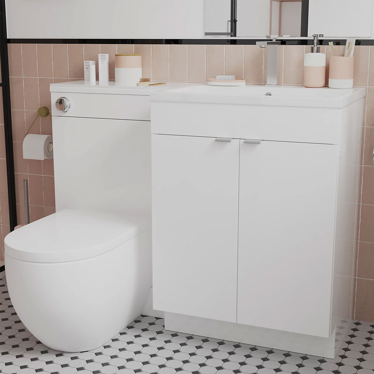 GoodHome Imandra Double Bathroom Mirror Cabinet Gloss White 820 x 600mm - Image 4