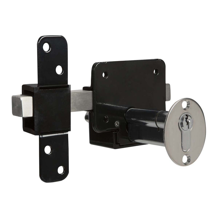 GateMate Barrel Gate Bolt Black Stainless Steel Euro Double Locking Long Throw - Image 3