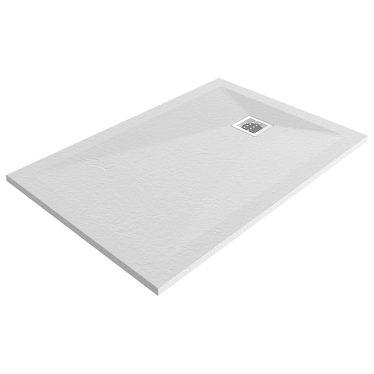 Shower Tray Matt White 28mm Rectangular Centre Drain Antibacterial Bathroom - Image 1