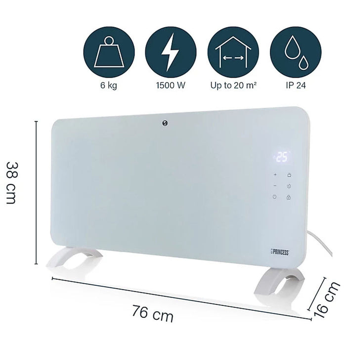 Electric Panel Heater 1500W 240V Smart White Glass Adjustable Thermostat IP24 - Image 9