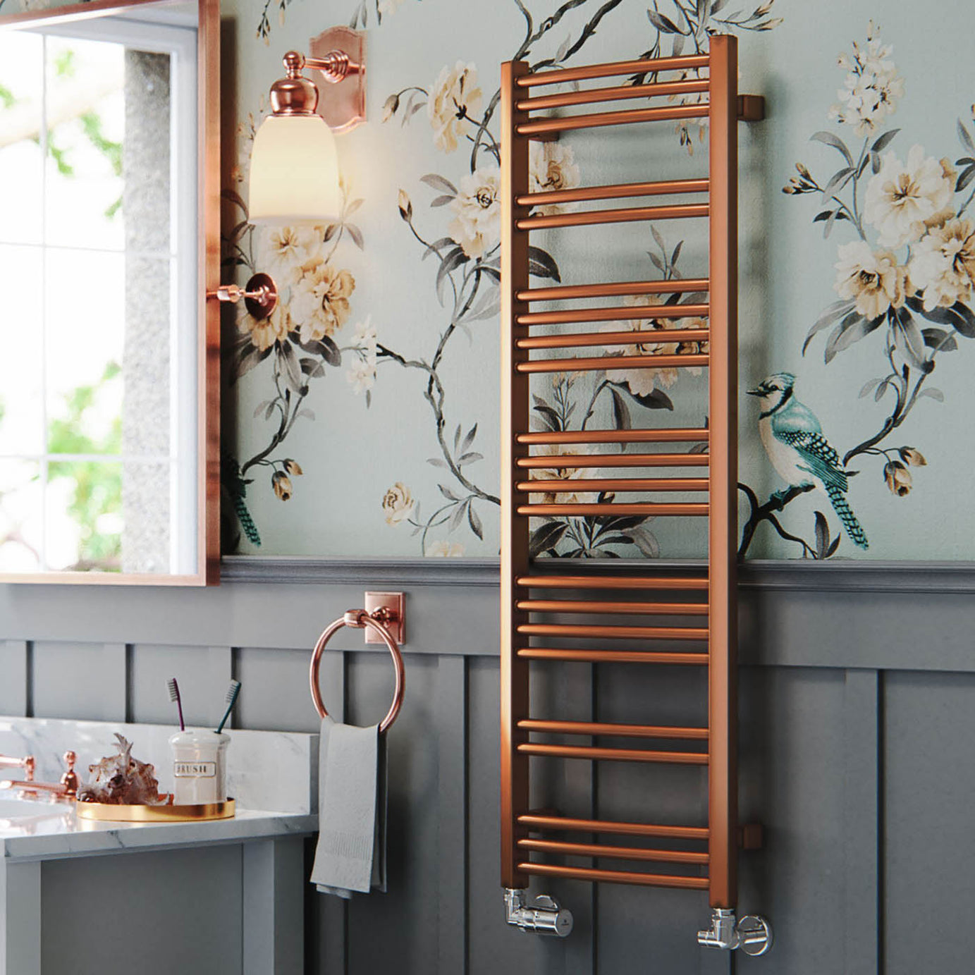 Terma Jade Copper Gas Flat Towel warmer (W)400mm x (H)1149mm - Image 2