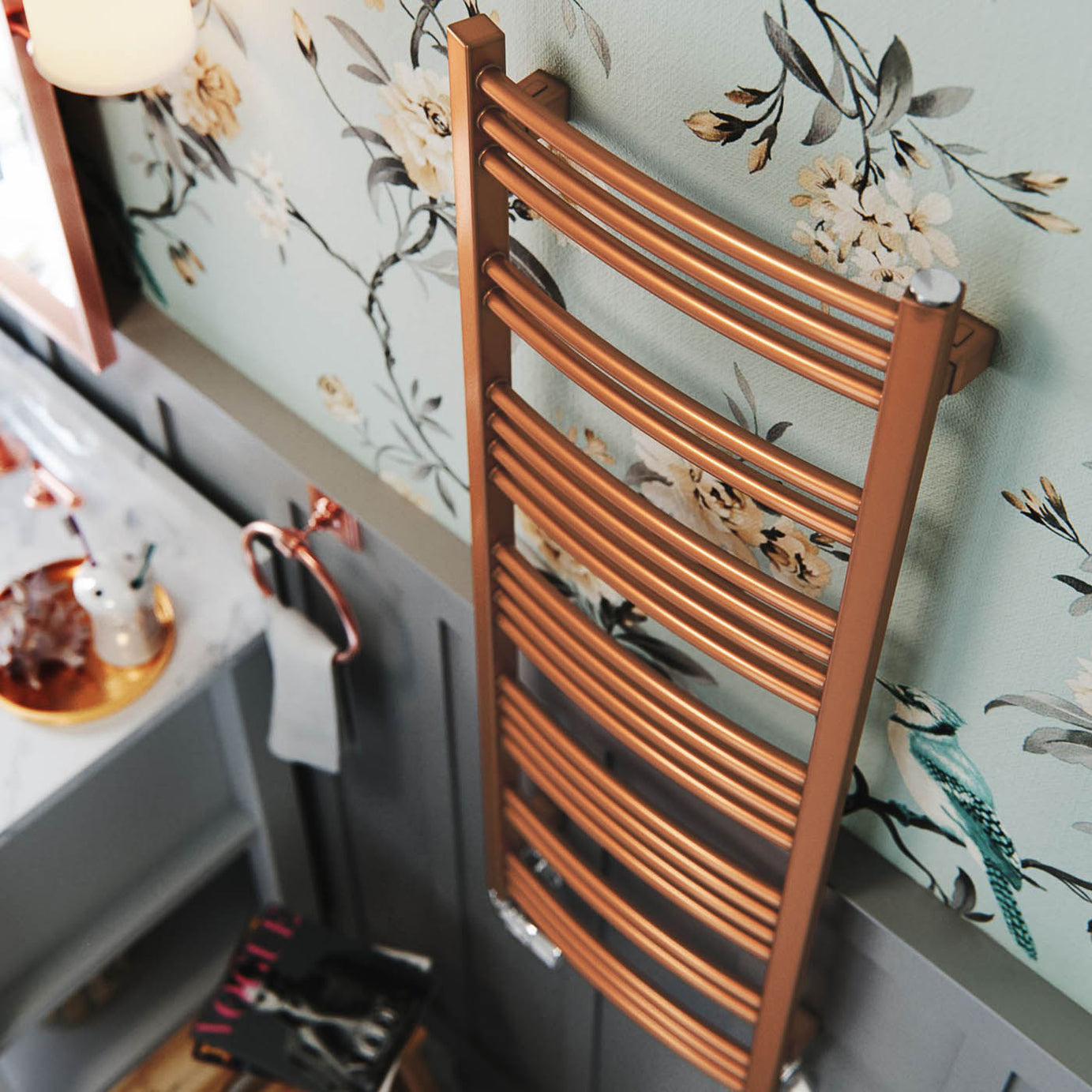 Terma Jade Copper Gas Flat Towel warmer (W)400mm x (H)1149mm - Image 6