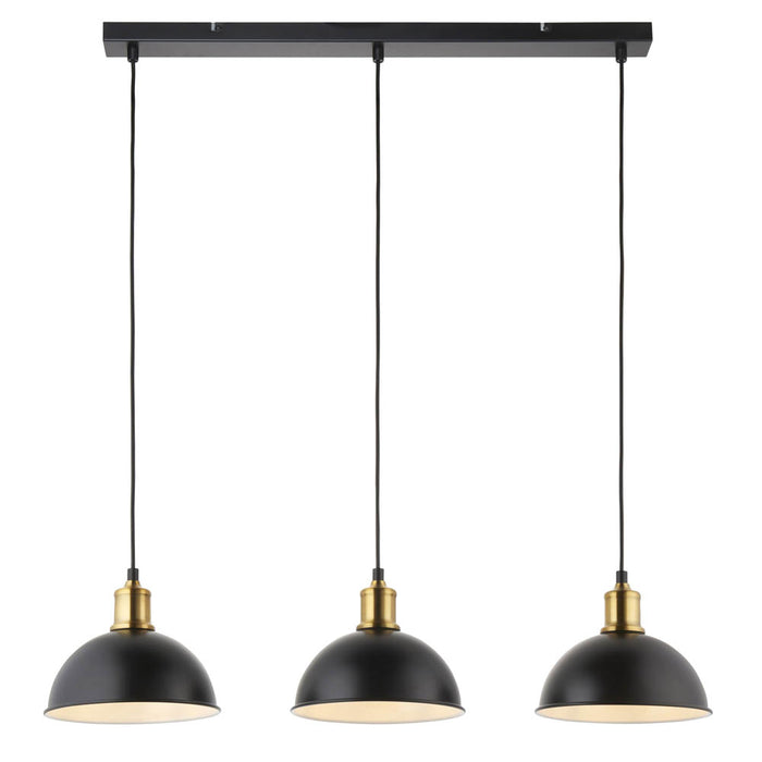 Pendant Ceiling Light 3 Lamp Adjustable Height Dimmable Matt Black Steel 6W - Image 1