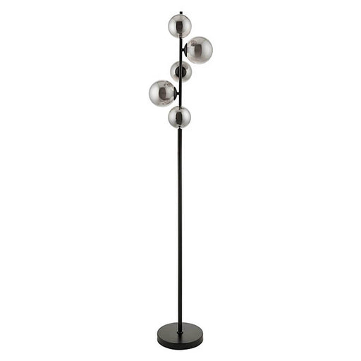 Floor Lamp 5 Light Black Modern Smoke Glass Steel Standing Tall Living Room 5W - Image 1