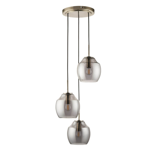 Pendant Ceiling Light 3 Way Smoked Glass Shades Adjustable Height (Dia)320mm - Image 1