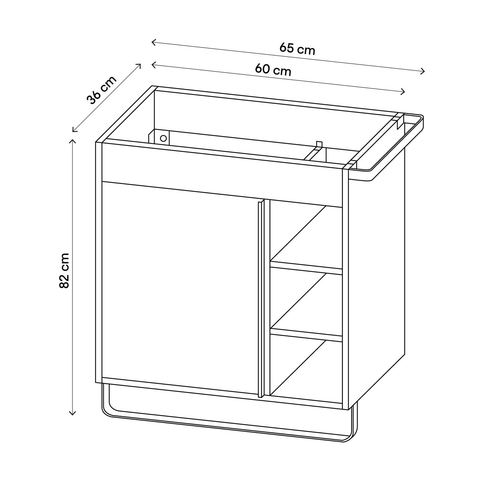 GoodHome Bathroom Cabinet Maza Matt White Single Wall-mounted (H) 820x (W) 650mm - Image 3