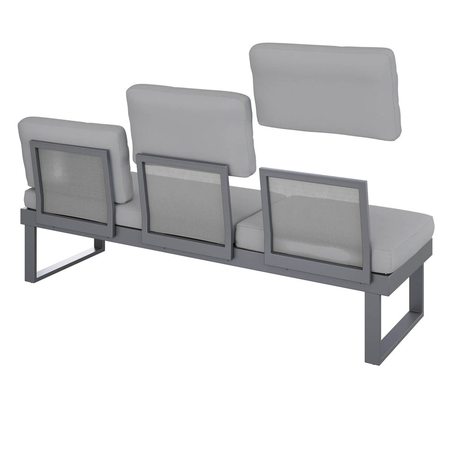 Outdoor Garden Corner Sofa Table Coffee Set 6 Seater Matt Steel Grey Metal - Image 8