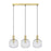 Pendant Ceiling Light 3 Lamp LED Clear Glass Satin Brass Vintage (H)1100 mm - Image 1