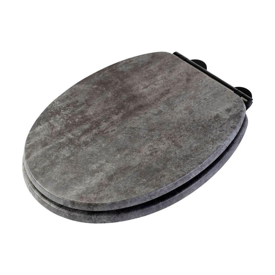 Croydex Toilet Seat Grey Slate Standard Soft Close Quick Release Adjustable - Image 1