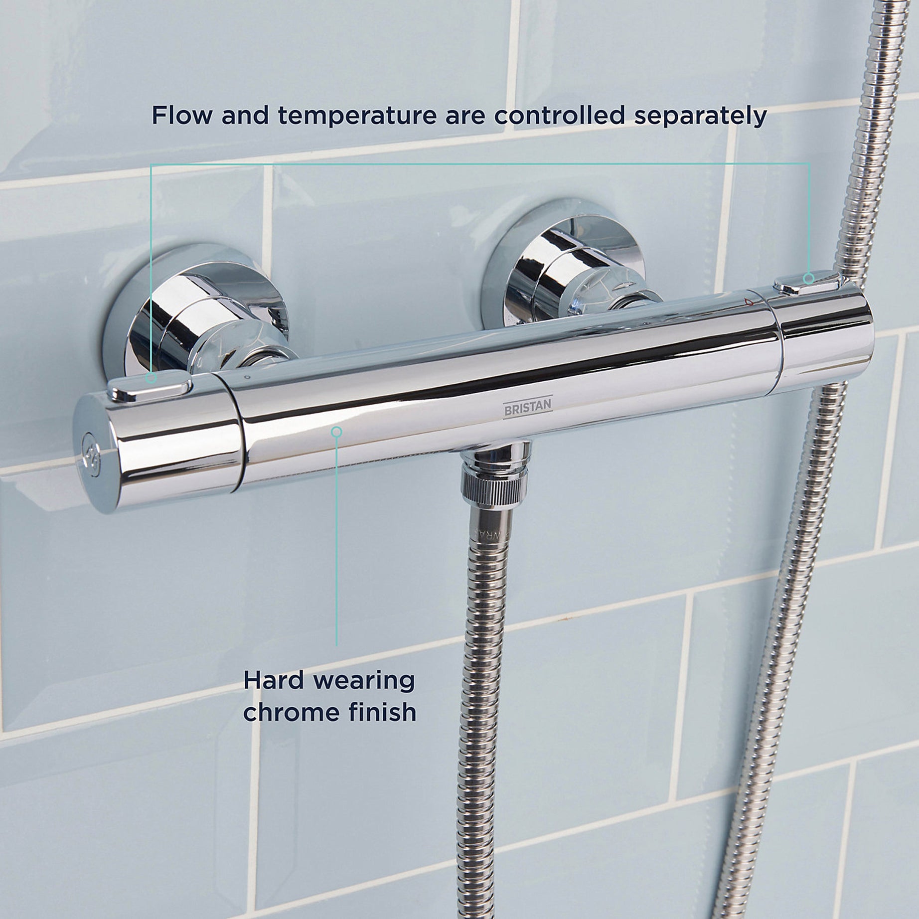 Bristan Mixer Shower Thermostatic Dual Control Gloss Chrome Effect Modern - Image 4