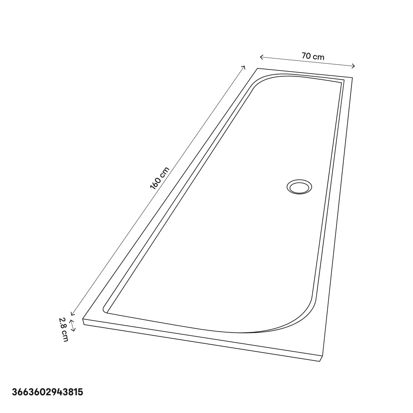 GoodHome Limski White Rectangular Centre drain Shower tray (L)1600mm (W)700mm (H) 27mm - Image 3