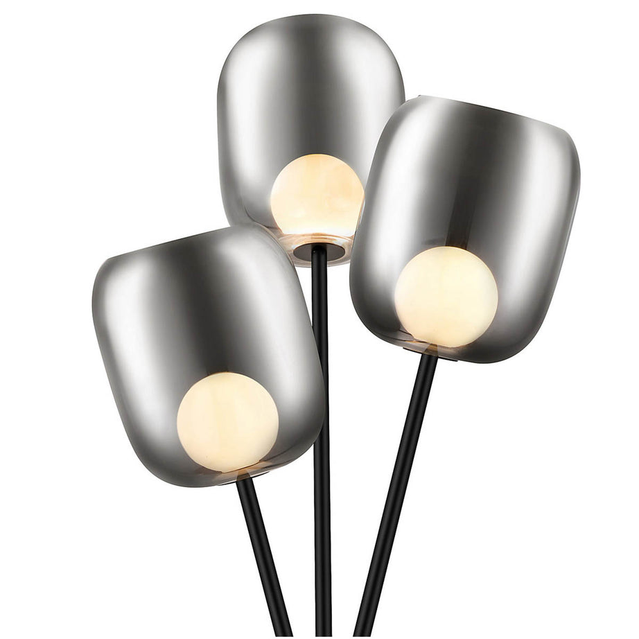 Floor Lamp Tripod LED Smokey Glass Metal Matt Black Contemporary 1510mm - Image 6