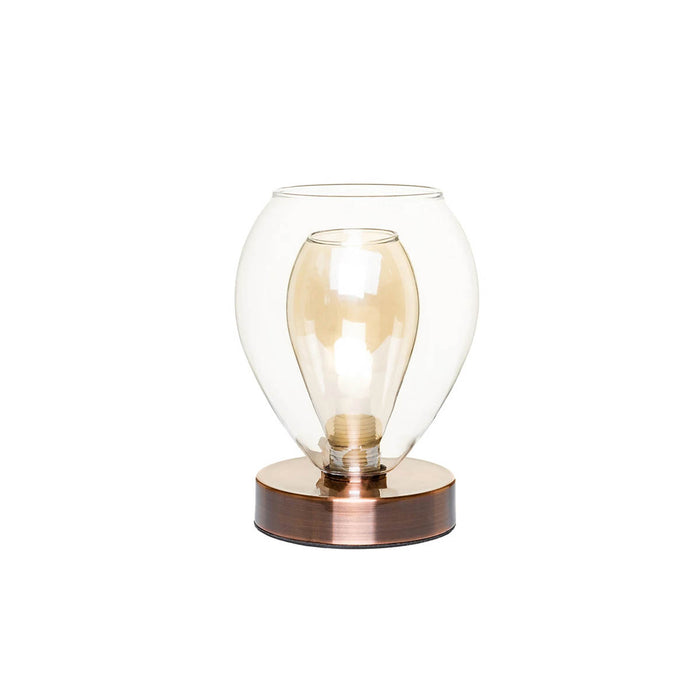 Table Lamp Conical Brushed Satin Antique Copper Effect Champagne Glass Shade - Image 2