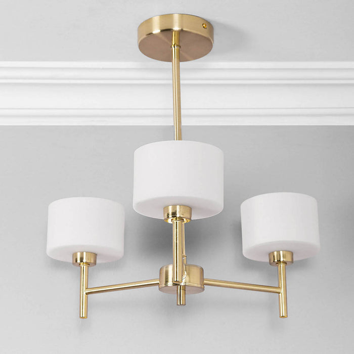 Ceiling Light LED 3 Lamp Metal Satin Gold Antique Brass Effect Contemporary - Image 3