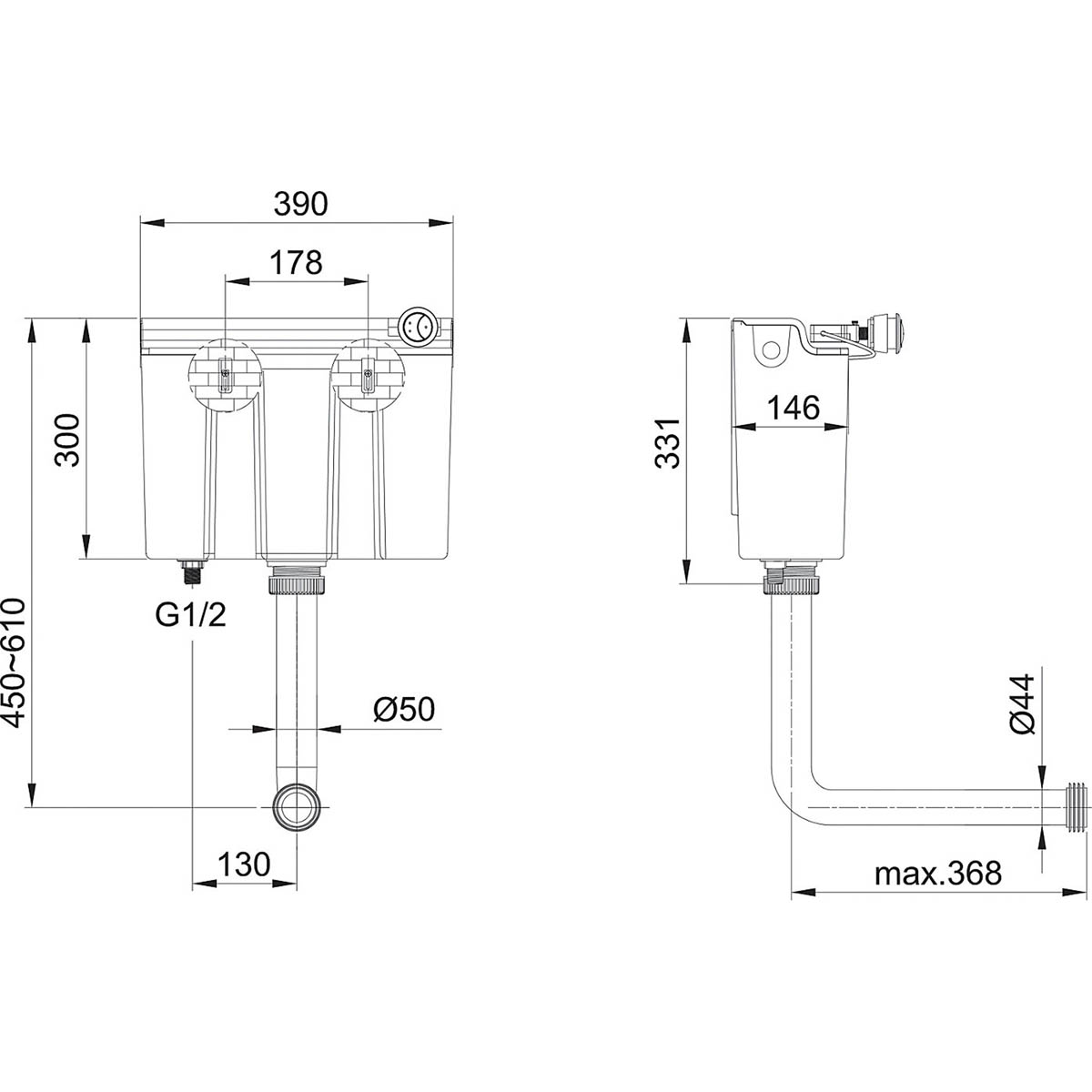 Concealed Toiler Cistern Bathroom Wall White Water Saving (H)300mm (W)14.3cm - Image 2
