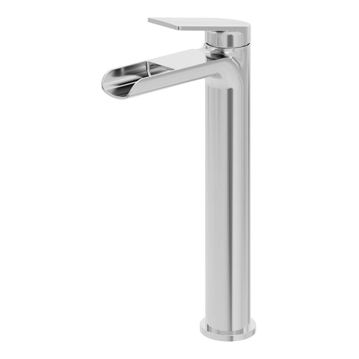 Basin Mixer Tap Tall Gloss Chrome Round Deck-Mounted Manual Single Lever Modern - Image 1