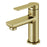 Bathroom Sink Mixer Tap Basin Satin Brass Effect Round Single Lever Gold Modern - Image 1