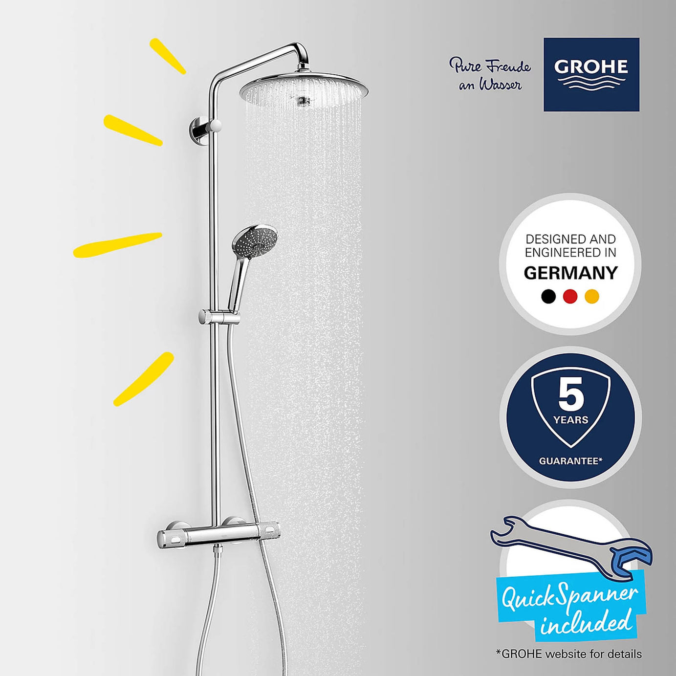 Grohe Vitalio Joy 260 Thermostatic Mixer Shower 2 Head Chrome - Image 2