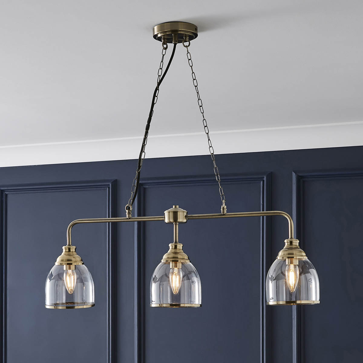 Inlight Pendant Ceiling Light 3 Lamp LED Satin Antique Brass Effect (Dia)730mm - Image 1