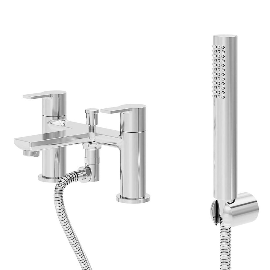 Bath Filler Tap Mixer With Hand Held Set Chrome Single Spray Pattern Bathroom - Image 2