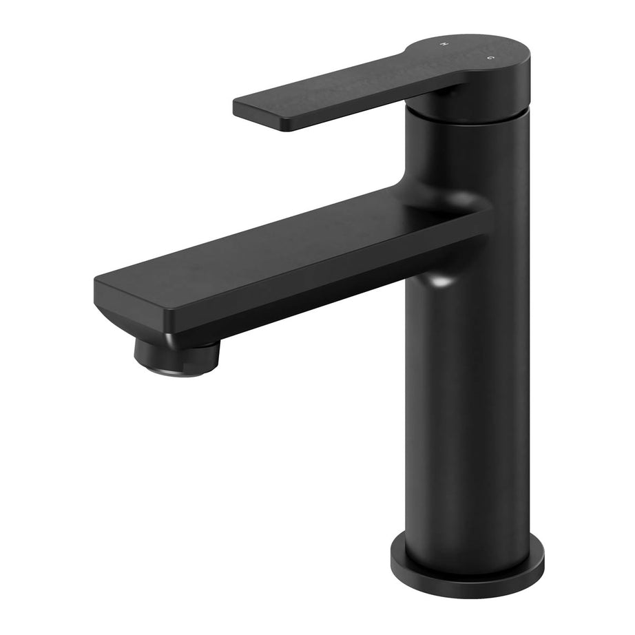 Basin Mixer Tap Medium Matt Black Brass Round Durable Rust Resistant Modern - Image 1