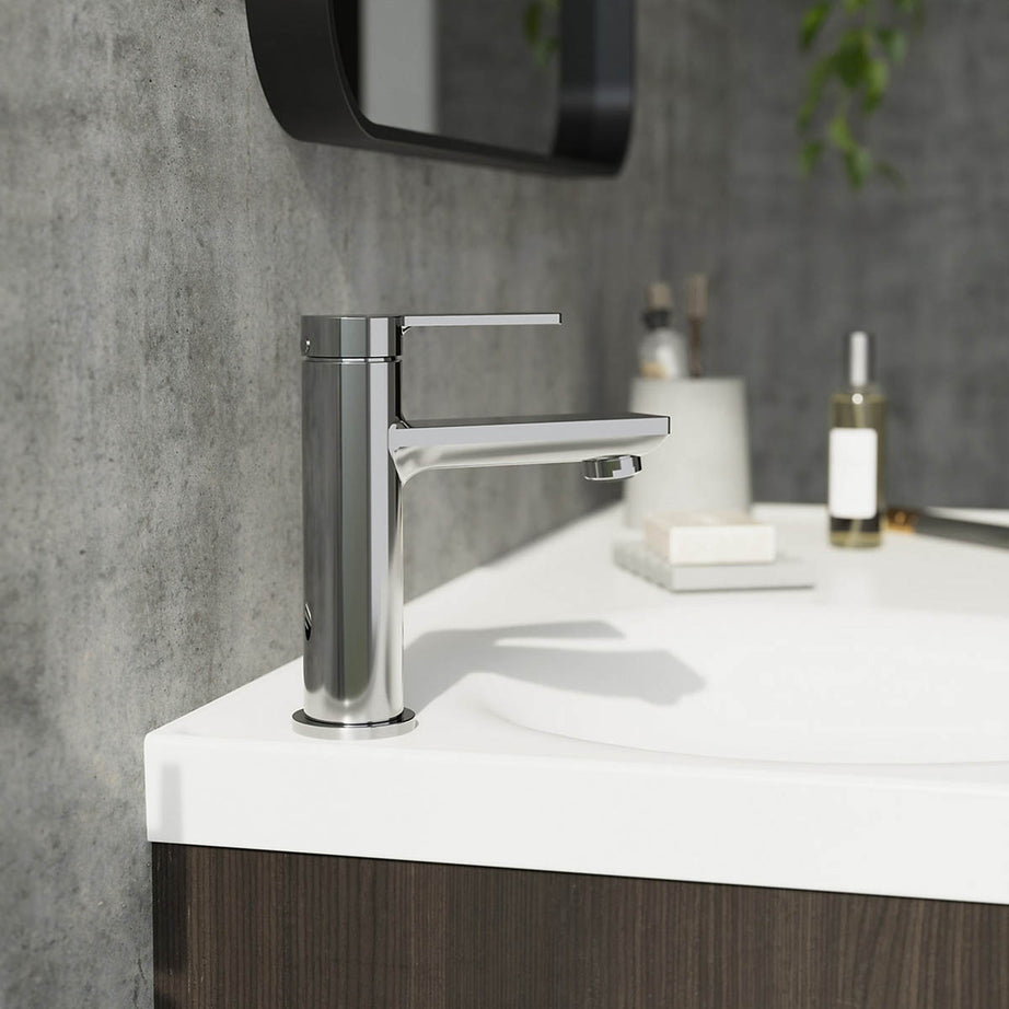 Bathroom Basin Tap Mixer Gloss Chrome Single Lever Ceramic Cartridge Faucet - Image 2