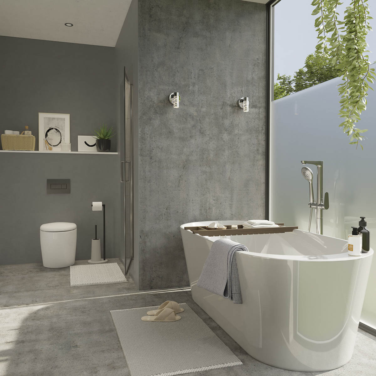 Bathroom Mixer Shower Multi Head Thermostatic Chrome Effect Round Modern - Image 2