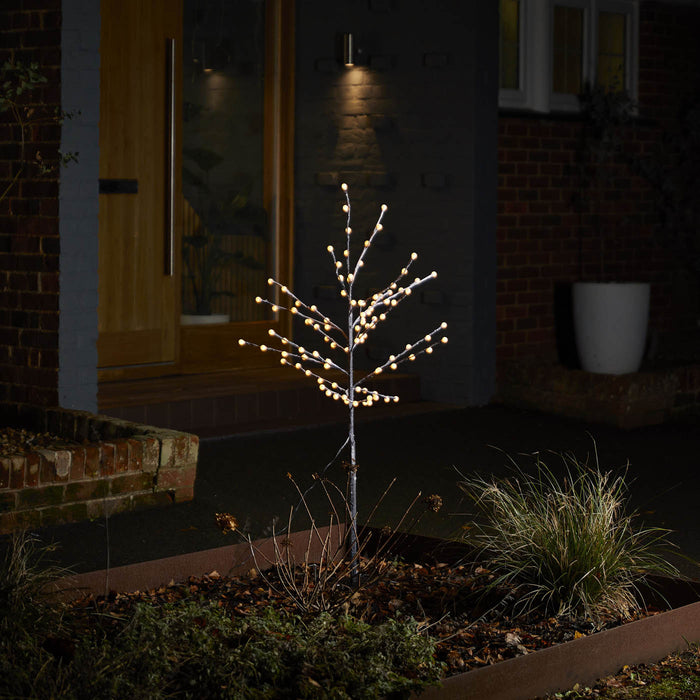 LED Christmas Berry Tree 4ft Black Pre-lit Warm White Indoor Outdoor 1210mm - Image 2