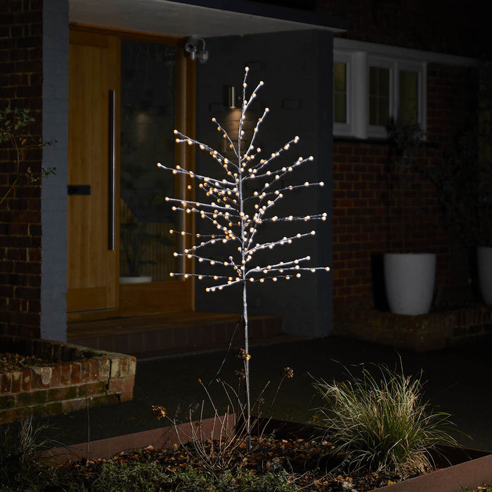 LED Christmas Berry Tree 6ft Black Pre-lit Timer Indoor Outdoor Decoration - Image 2