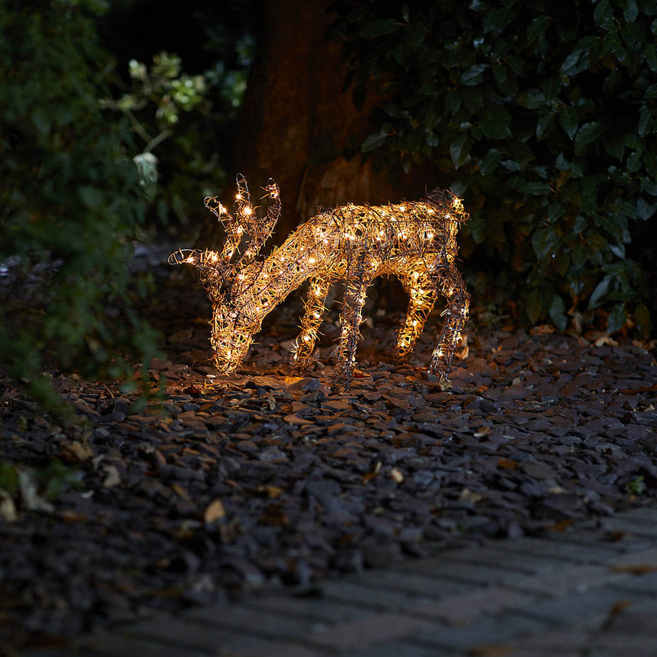 LED Christmas Reindeer Silhouette Lighted Warm White Grazing Standing Decoration - Image 1