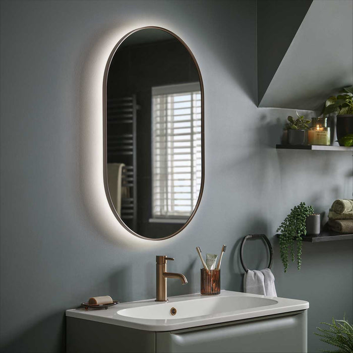 Bathroom LED Mirror Illuminated Oval Wall-Mounted Demister Pad (H)80 (W)50cm - Image 3