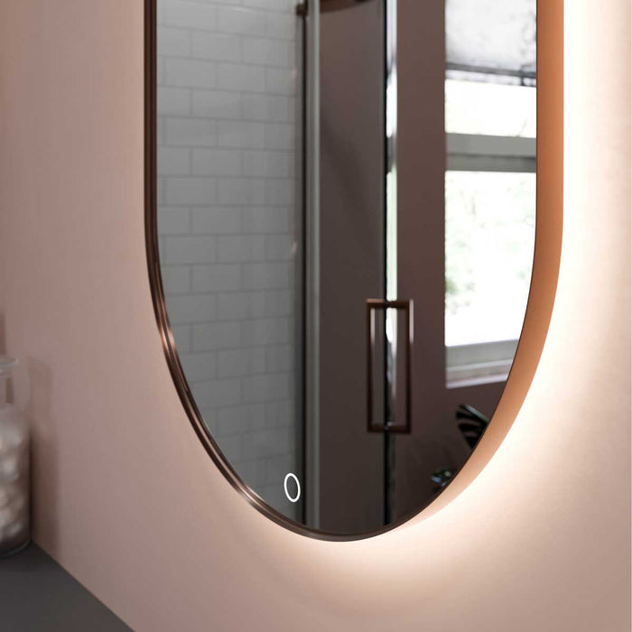 Bathroom LED Mirror Illuminated Oval Wall-Mounted Demister Pad (H)80 (W)50cm - Image 4