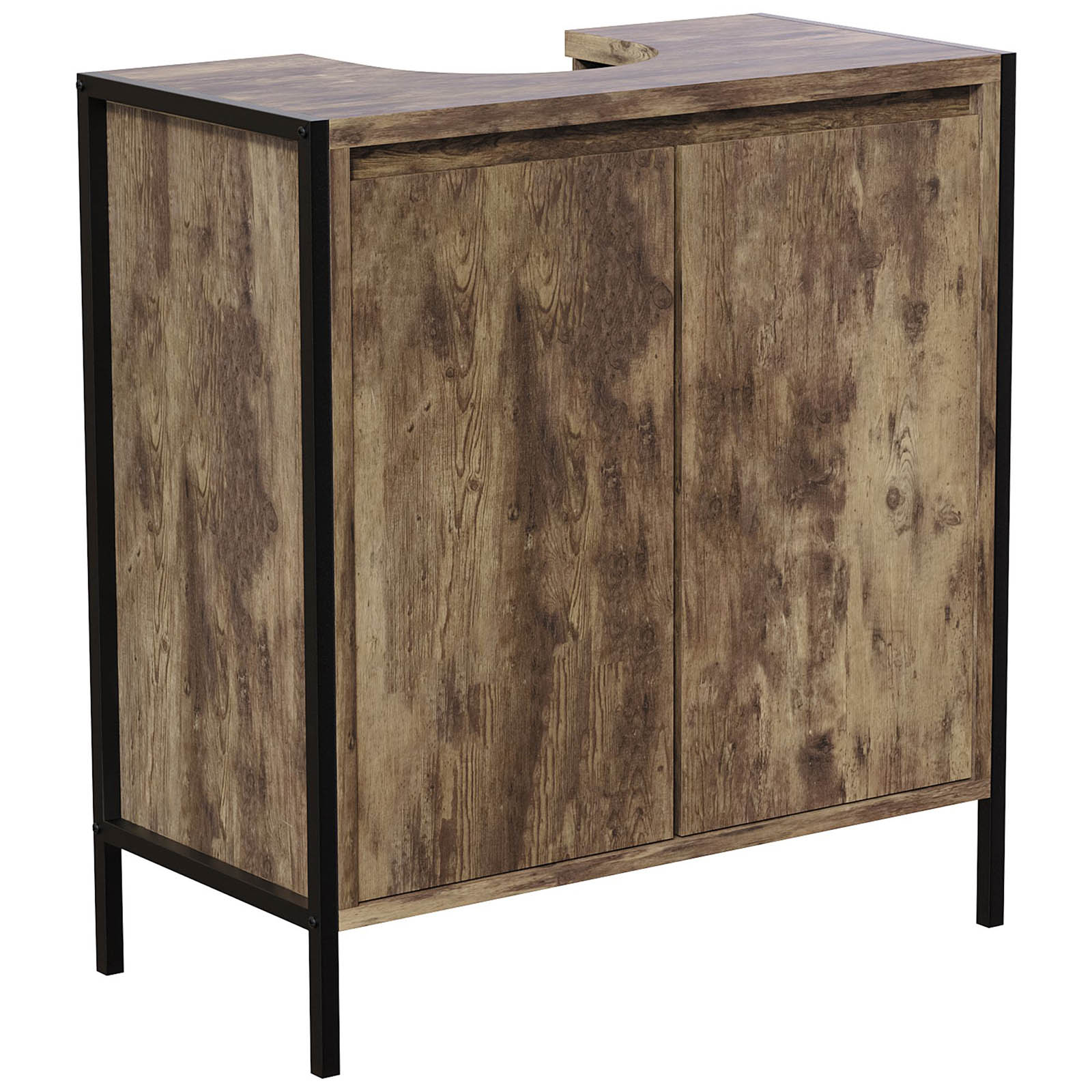 Lana Matt Brown Freestanding Double Bathroom Sink cabinet (H) 650mm (W) 600mm - Image 1