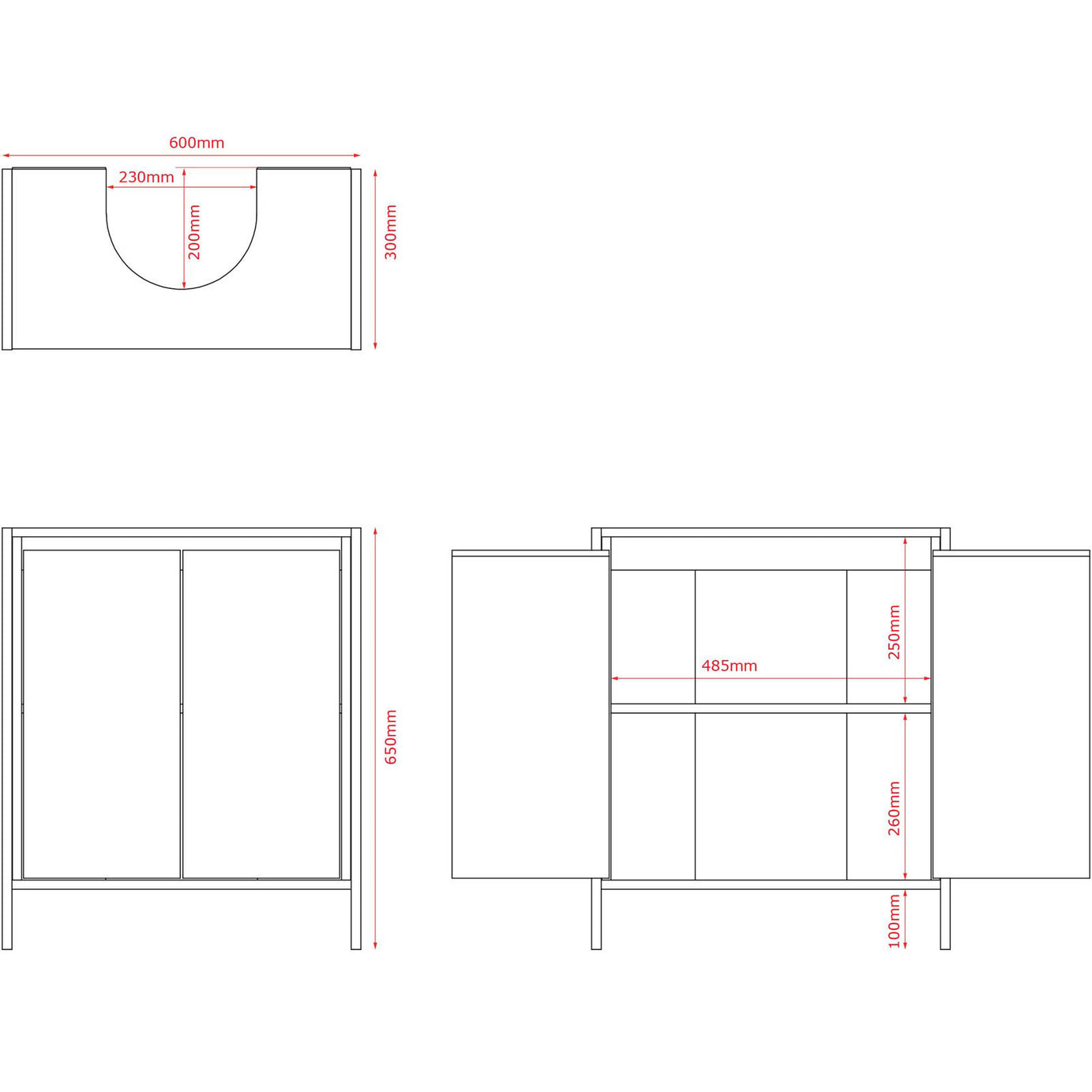 Lana Matt Brown Freestanding Double Bathroom Sink cabinet (H) 650mm (W) 600mm - Image 2