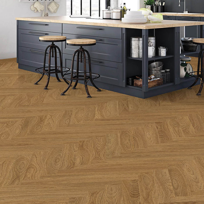 Vinyl Click Flooring Natural Light Oak Effect Embossed Herringbone 2.34m² 30Pack - Image 3