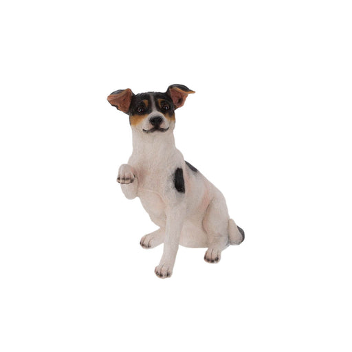 Terrier Dog Garden Ornament White Brown Resin Animal Statue Sculpture (H)38.8cm - Image 1