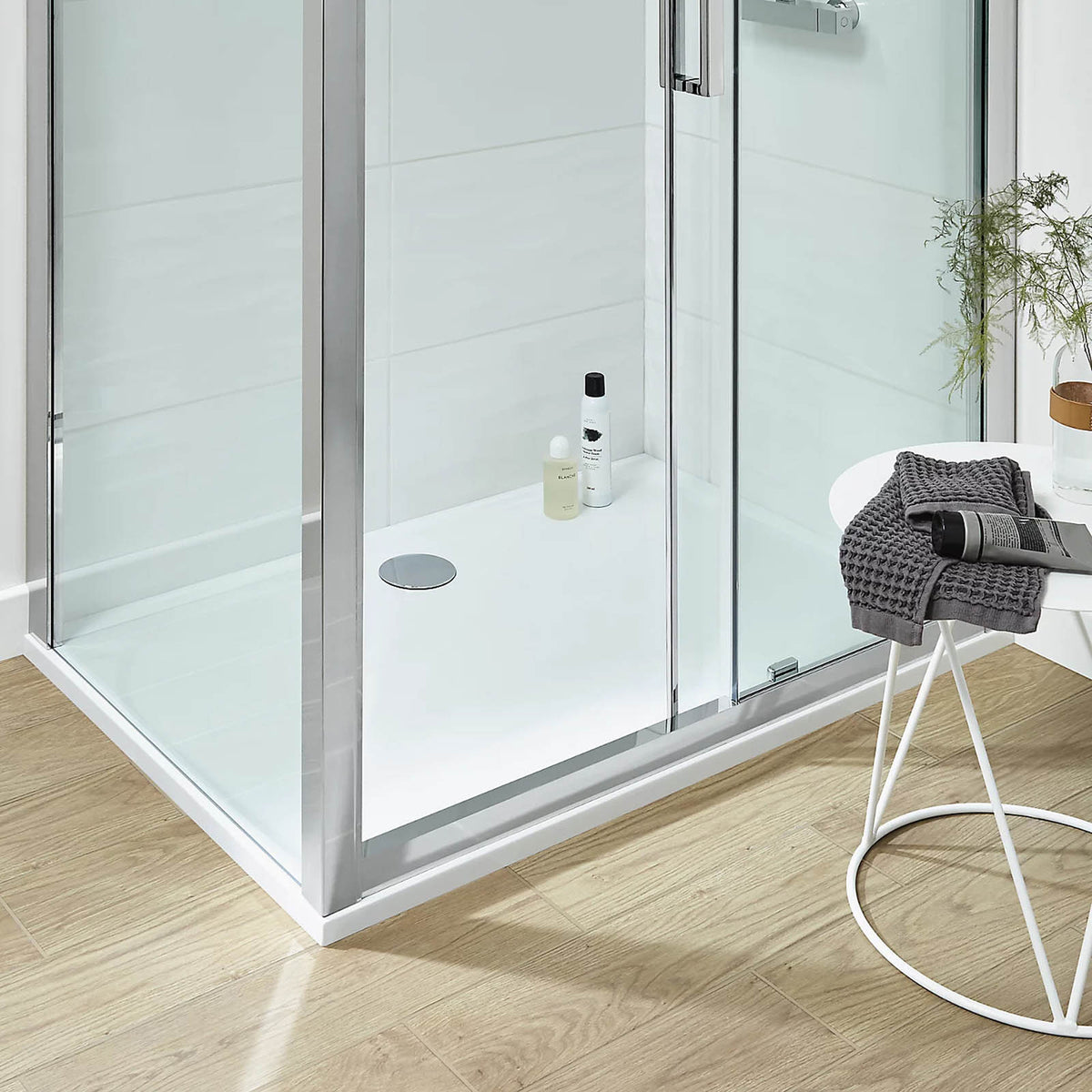 Shower Tray Limski White Rectangular 27mm Centre Drain Anti Slip Flat Modern - Image 6