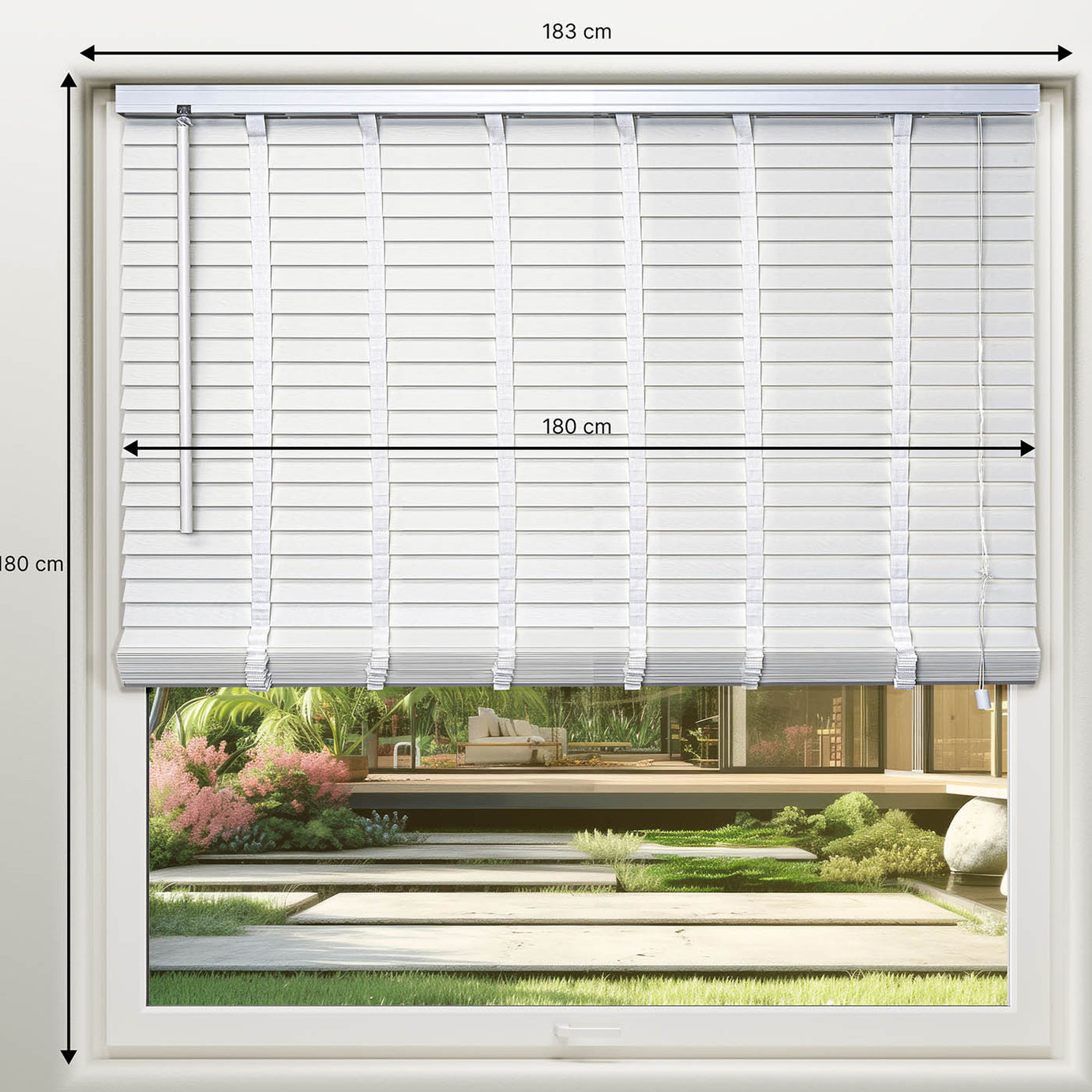 Venetian Blind White Adjustable Moisture Resistant Modern (W)180cm (L)180cm - Image 6
