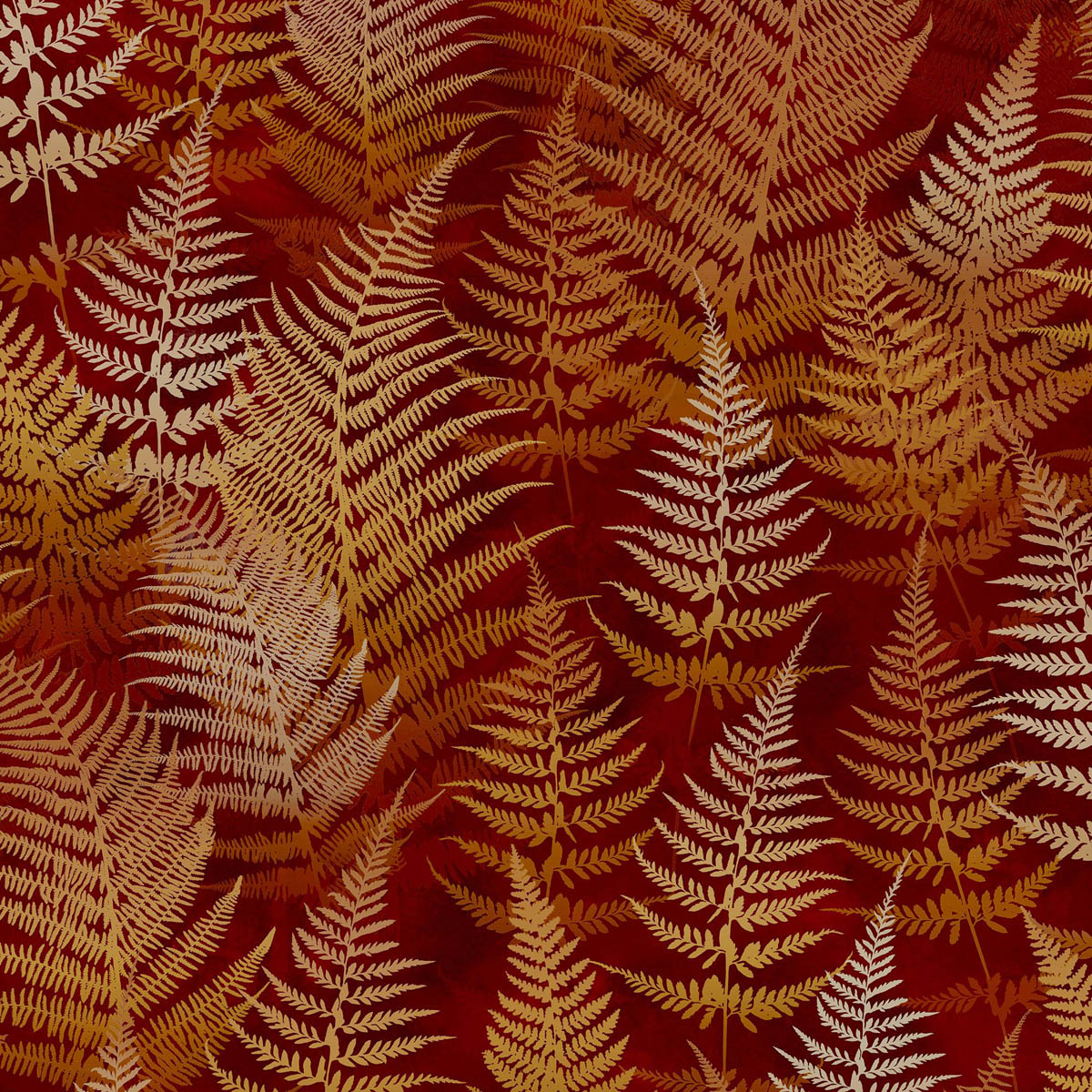 Clarissa Hulse Wallpaper Woodland Fern Rust Orange Leaves Smooth Living Bedroom - Image 1