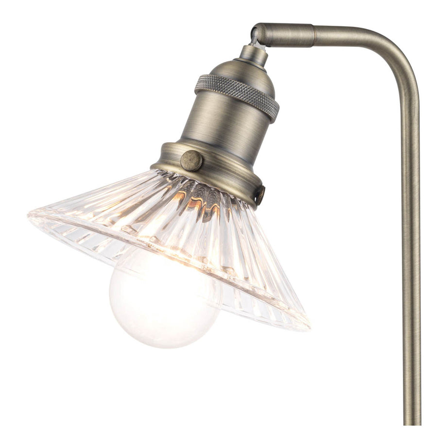 Table Lamp Brushed Metal Satin Pewter Effect Clear Glass Modern Industrial - Image 8