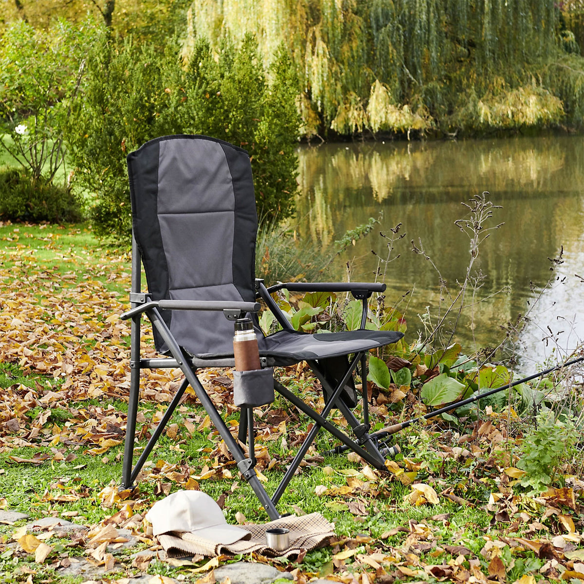 Vatani Grey Foldable Camping Chair Heated Outdoor Garden Fishing Chair - Image 5