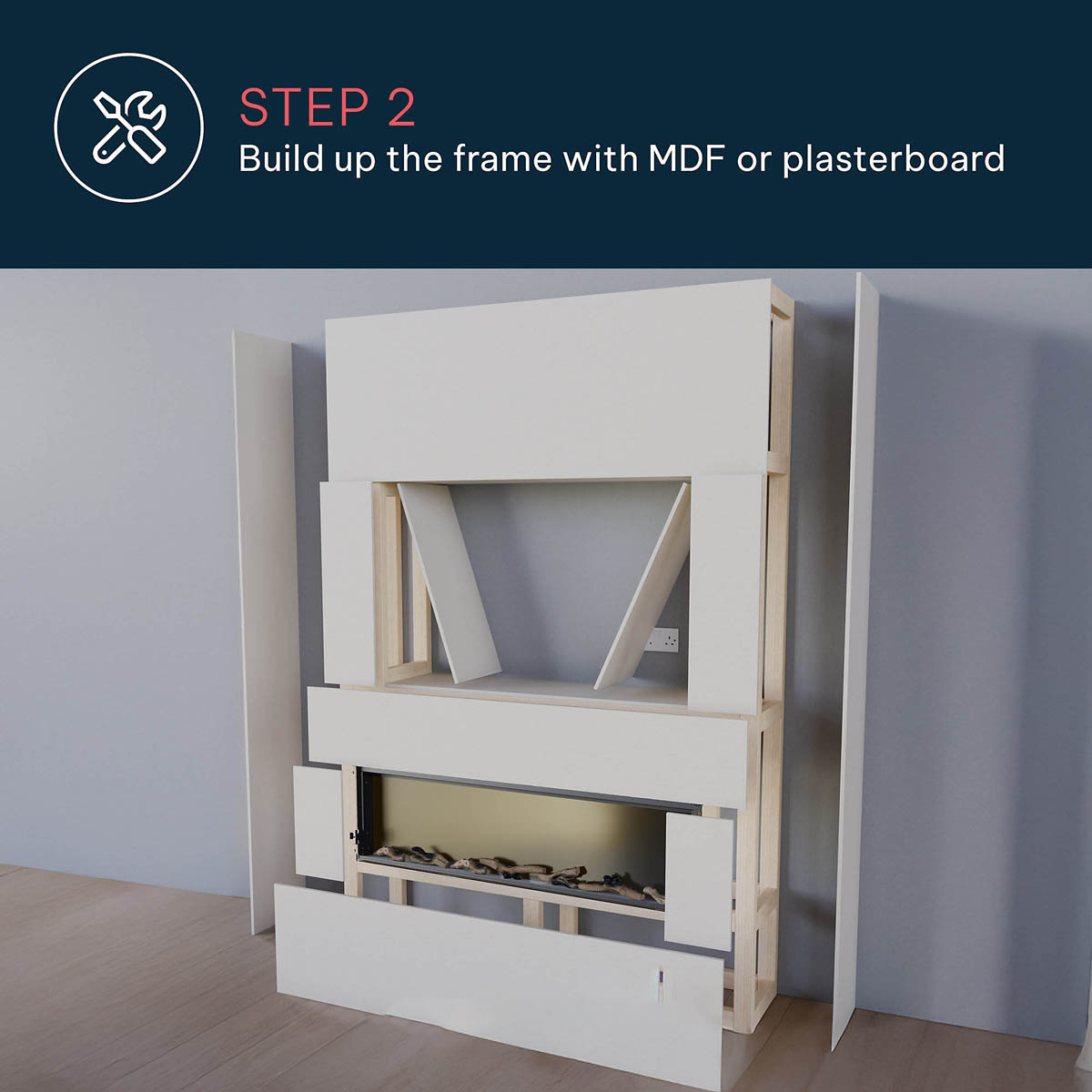 Focal Point Electric Fire 2kW Black Wall Mounted Fireplace Log Effect Remote - Image 5