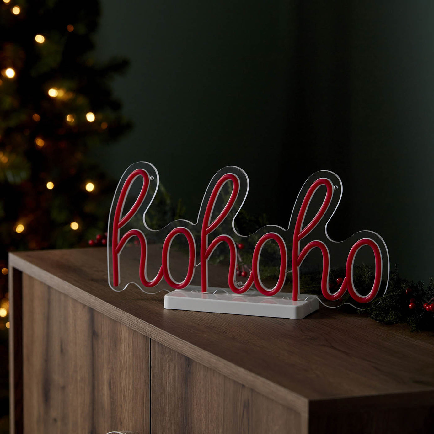 878 Christmas LED Silhouette Hohoho Indoor Pre-lit Red Light Timer Decoration - Image 6