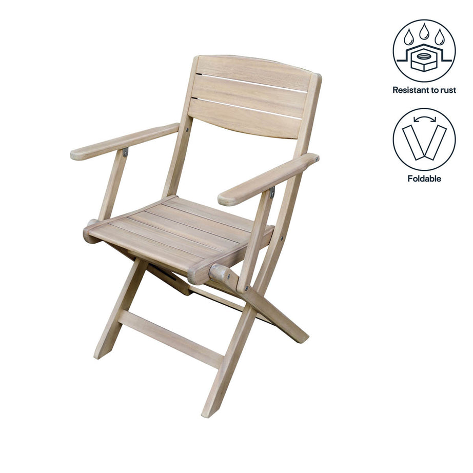 Garden Armchair Natural Wooden Foldable Outdoor Patio Furniture Pack of 2 - Image 3